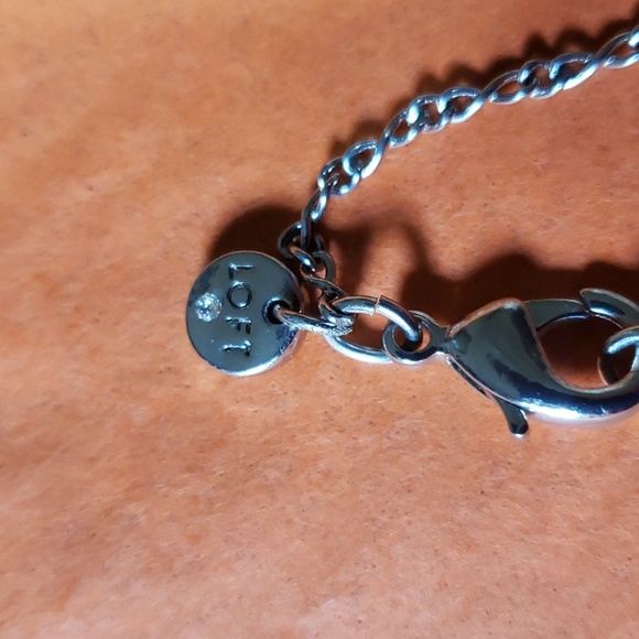 LOFT Double Strand silver tone with Rhinestone Necklace.  17" long. - Picture 3 of 5